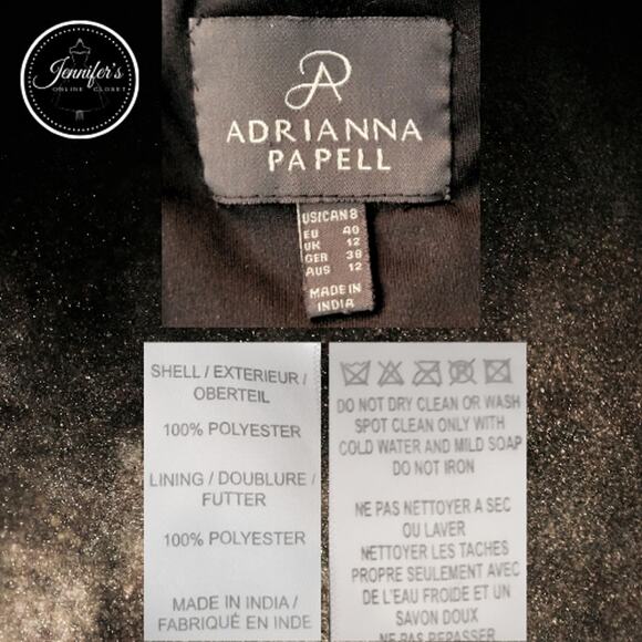 Adrianna Papell Black Sequin Embellished Mesh Neckline Sheath Dress Size 8 - Picture 10 of 12